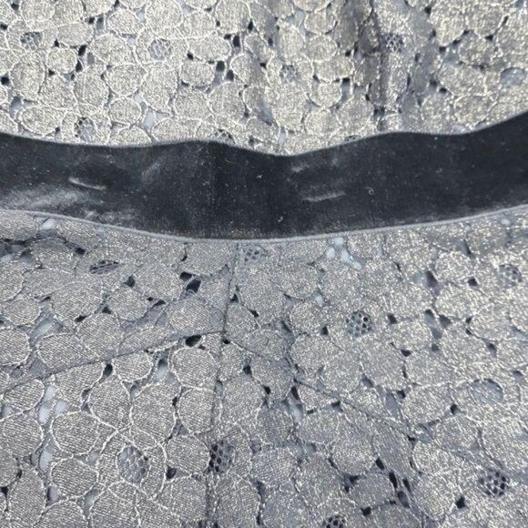 Anna Sui Goth Witchy Black Lace Skater Skirt Full Ribbon Gold Highlights Sz 4 - Picture 9 of 11